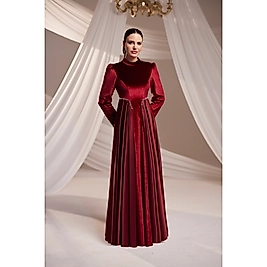 Burak Baran Kadife Abiye Bordo