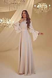 Burak Baran Fashıon İnci Abiye Krem